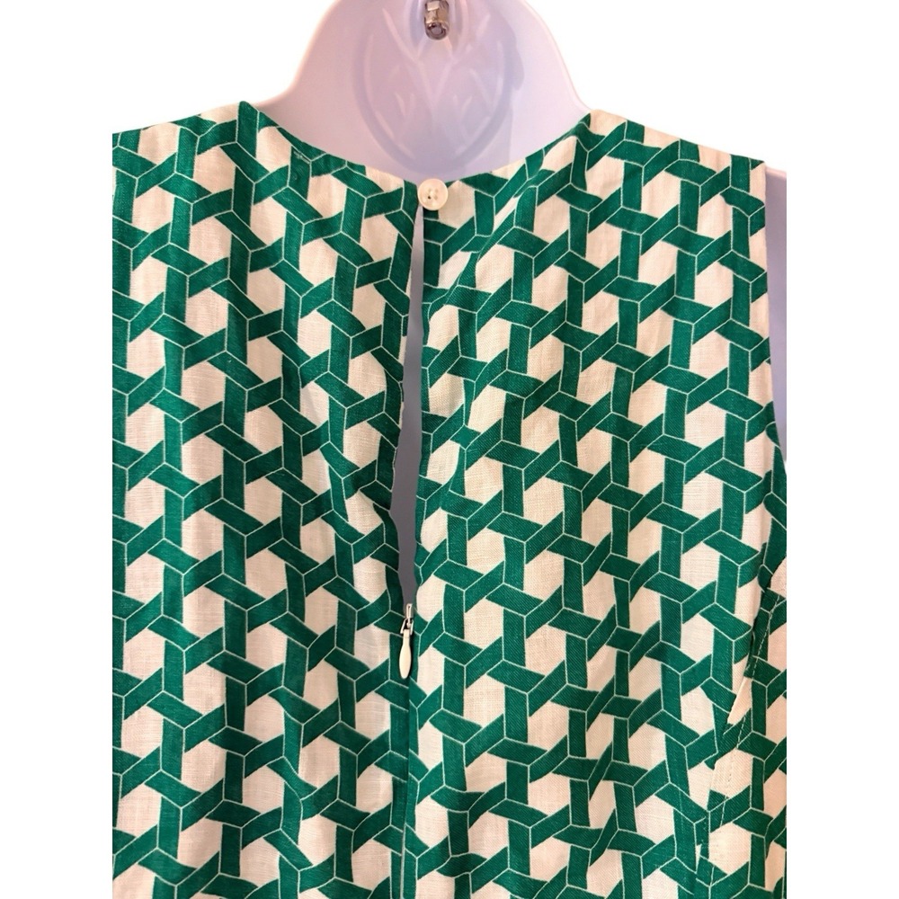 Boden Linen Dress 10 Midi Linen Green Wicker Fit Flare Pockets FIRM - Picture 7 of 10